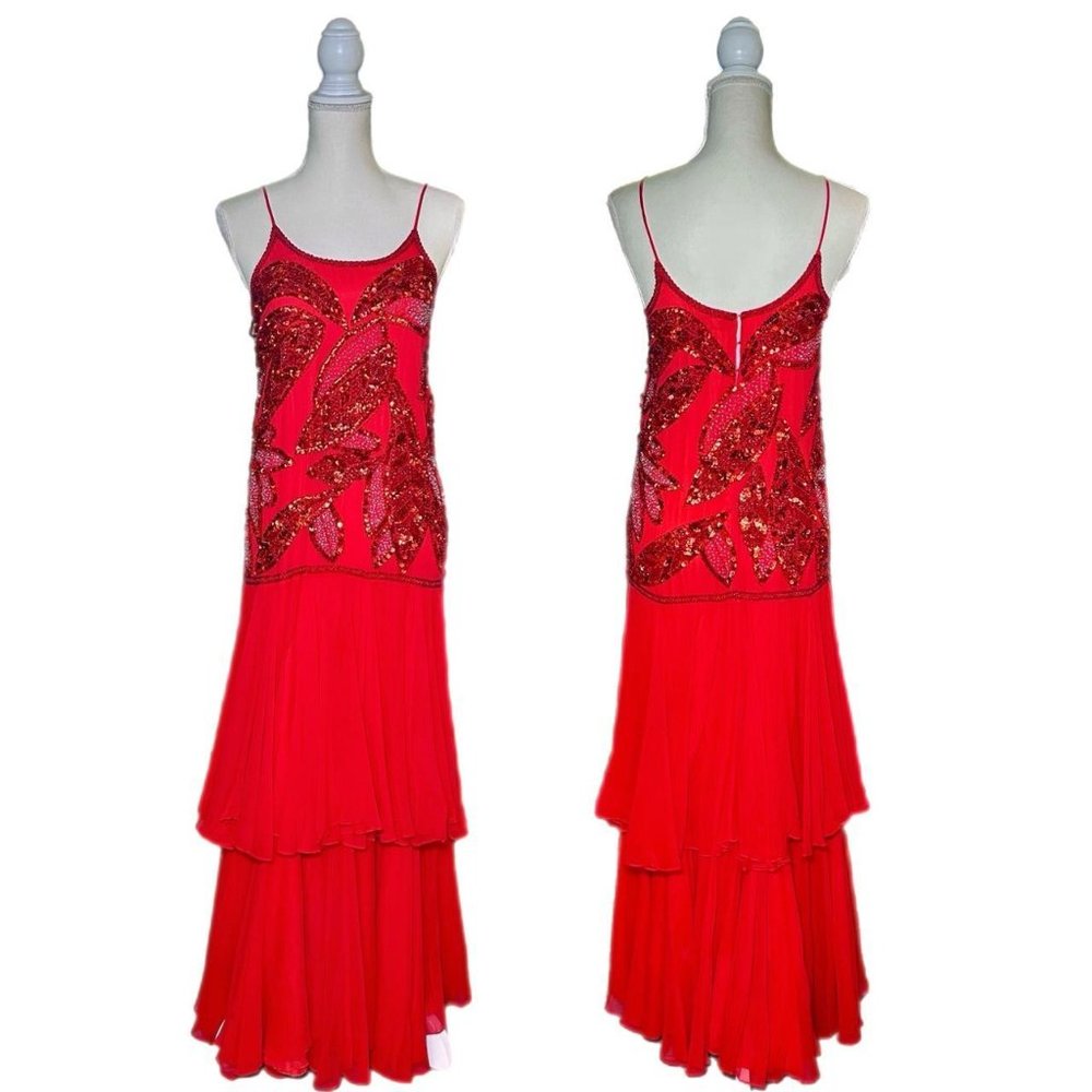 Vintage 80’s Does 20’s Drop Waist Gatsby Style Prom Evening Gown by Sho Max